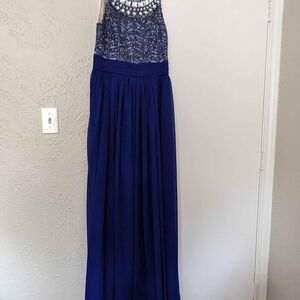 JS Collections Deep Blue Beaded Maxi Dress